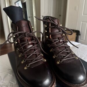 Brooks Brothers Mens Dark Brown Leather Boots